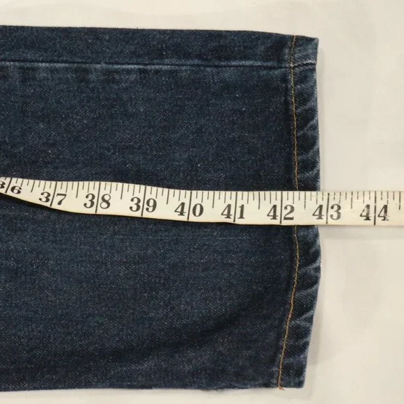 GUESS JEANS Bootleg Cut Dark Wash Blue Denim Jeans Sz 32 Men - Picture 11 of 13